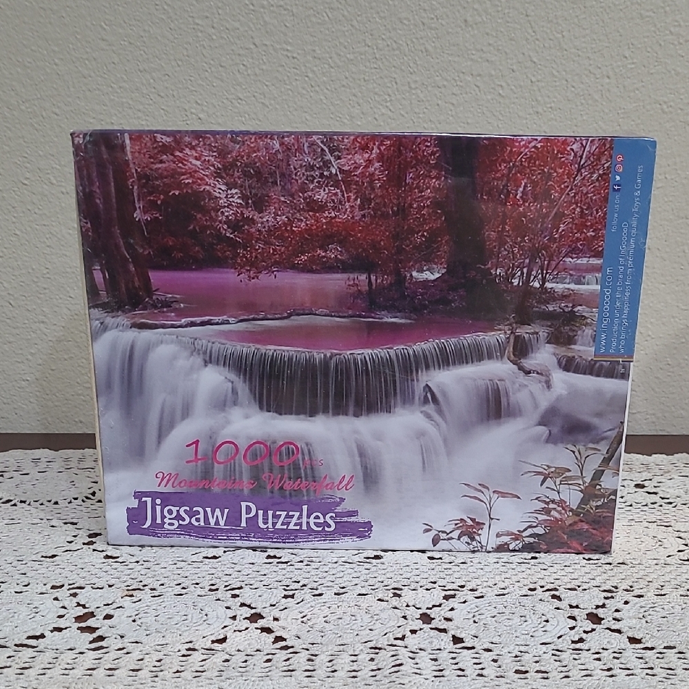 Scenic Waterfall Jigsaw Puzzle - 1000 Pieces - Pink and Purple